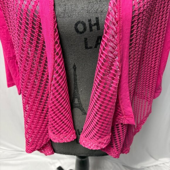 Yest Open Front Cardigan Sheer Design Womens Sz 6 Hot Pink Lightweight Layering - Picture 3 of 11